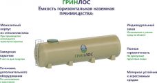 Гринлос Емкость стеклопластиковая 12-2000 горизонтальная наземная